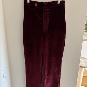 Vintage Maroon Burgundy red Velvet Button Pants